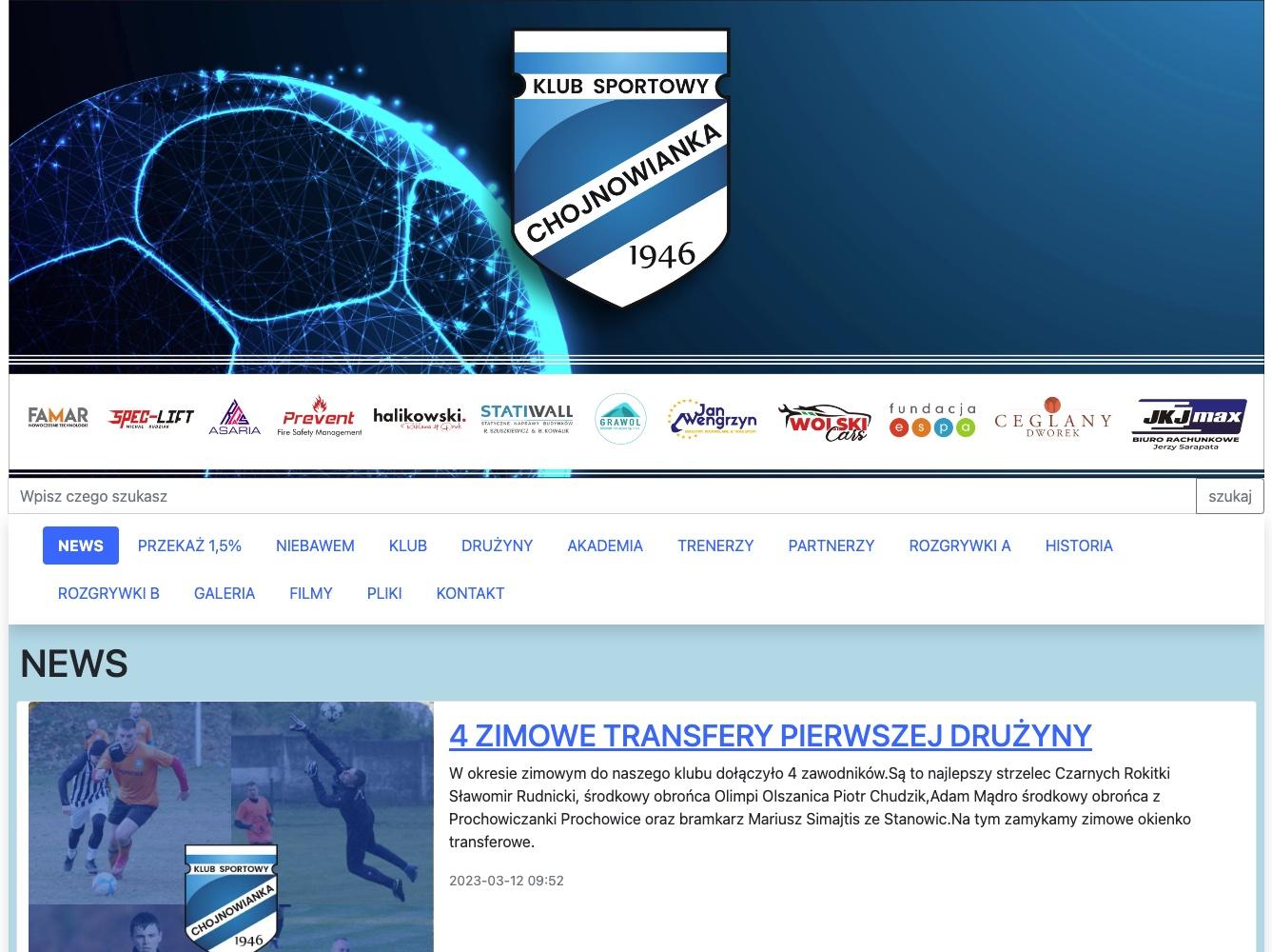 zrzut ekranu witryny https://chojnowianka.chojnow.eu